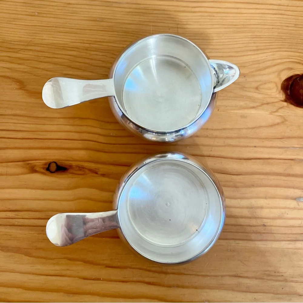 Vintage Raj Teapot Stackable Set Creamer Sugar Silver Plated With Box Gift
